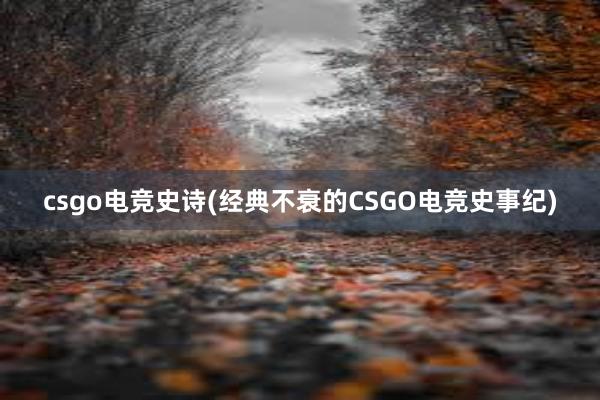 csgo电竞史诗(经典不衰的CSGO电竞史事纪)