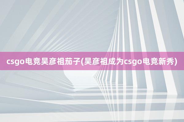 csgo电竞吴彦祖茄子(吴彦祖成为csgo电竞新秀)