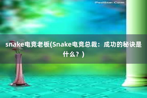 snake电竞老板(Snake电竞总裁：成功的秘诀是什么？)