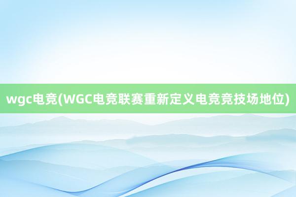 wgc电竞(WGC电竞联赛重新定义电竞竞技场地位)