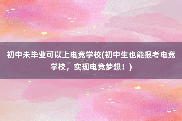 初中未毕业可以上电竞学校(初中生也能报考电竞学校，实现电竞梦想！)