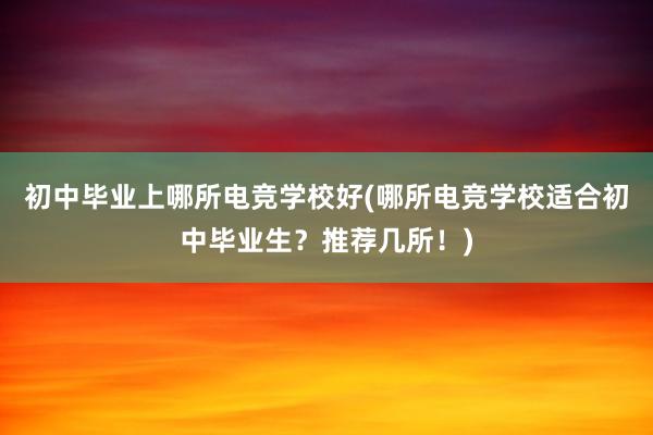 初中毕业上哪所电竞学校好(哪所电竞学校适合初中毕业生？推荐几所！)