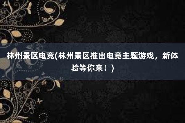 林州景区电竞(林州景区推出电竞主题游戏，新体验等你来！)