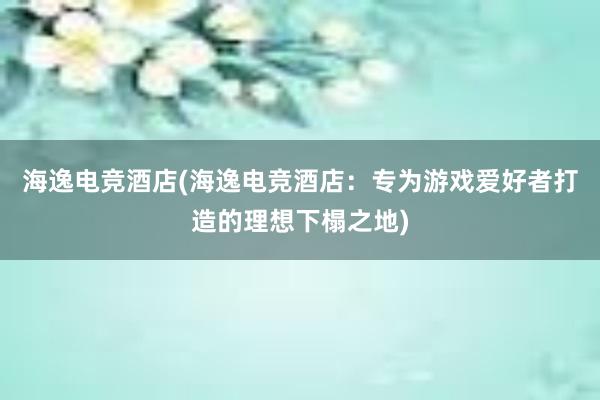 海逸电竞酒店(海逸电竞酒店：专为游戏爱好者打造的理想下榻之地)