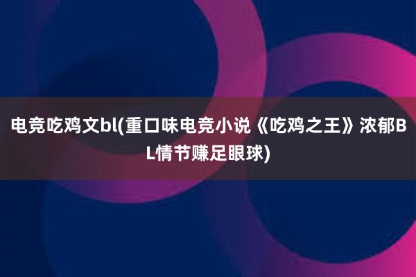 电竞吃鸡文bl(重口味电竞小说《吃鸡之王》浓郁BL情节赚足眼球)