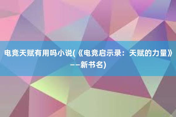 电竞天赋有用吗小说(《电竞启示录：天赋的力量》——新书名)