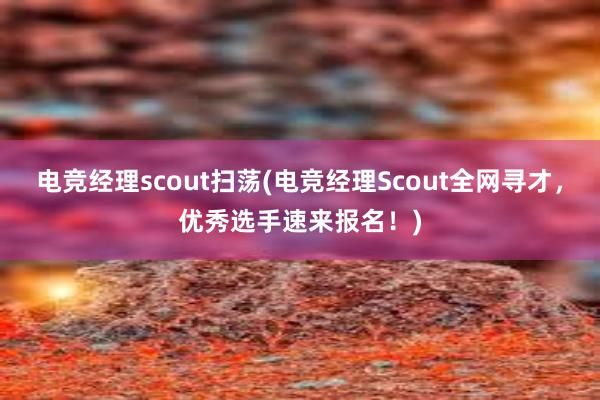 电竞经理scout扫荡(电竞经理Scout全网寻才，优秀选手速来报名！)