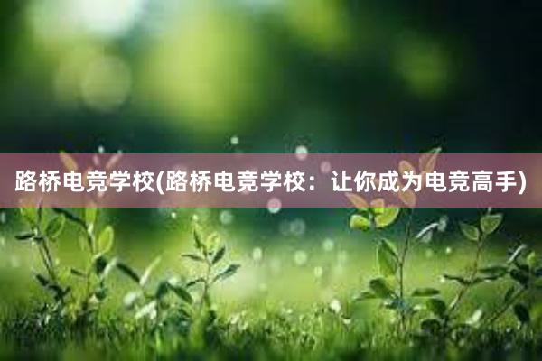 路桥电竞学校(路桥电竞学校：让你成为电竞高手)