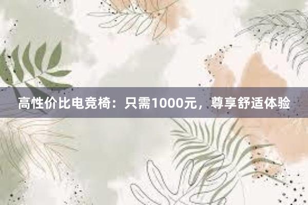 高性价比电竞椅：只需1000元，尊享舒适体验