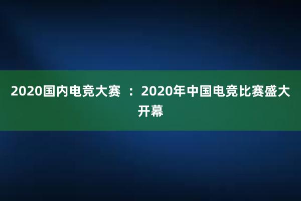 2020国内电竞大赛  ：2020年中国电竞比赛盛大开幕