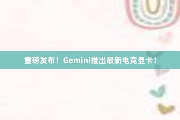 重磅发布！Gemini推出最新电竞显卡！