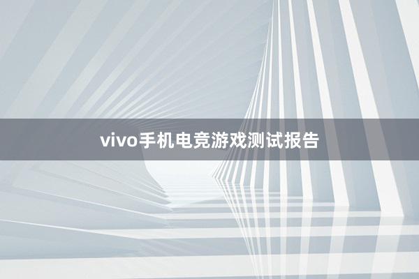 vivo手机电竞游戏测试报告