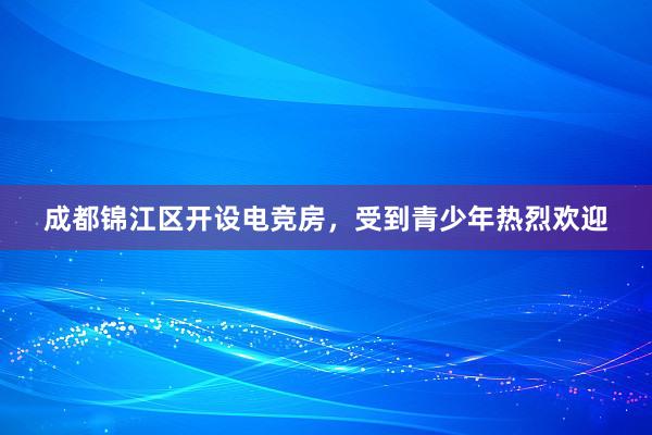 成都锦江区开设电竞房，受到青少年热烈欢迎