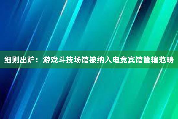 细则出炉：游戏斗技场馆被纳入电竞宾馆管辖范畴