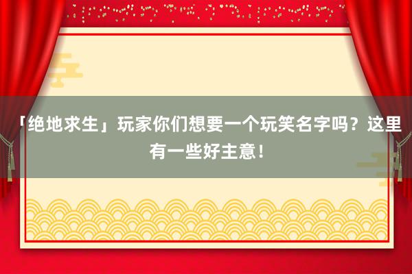 「绝地求生」玩家你们想要一个玩笑名字吗？这里有一些好主意！