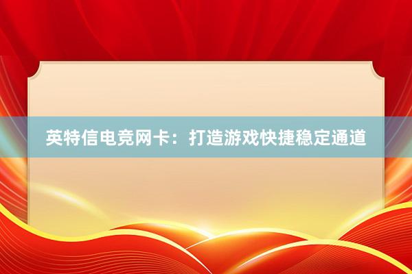 英特信电竞网卡：打造游戏快捷稳定通道